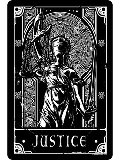 a black and white drawing of a lady justice