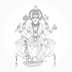 Vector dhana lakshmi avatar of the divin... | Premium Vector #Freepik #vector #goddess-lakshmi #vasant-panchami Mother Lakshmi, Divine Couple, Hanuman Tattoo, Ganesha Drawing, Playing Flute, Birthday Background Images, Graphic Design Infographic, Info Graphic, Tanjore Painting