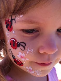 Face Painting & Body Art: Lady Bugs Ladybug Face Paint, Face Painting Halloween Kids, Classroom Motivation, Body Image Art, Holidays Ideas, Body Art Photography