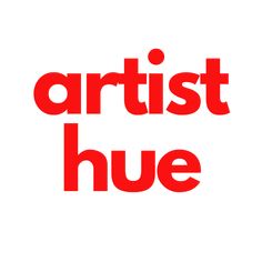 the words artist hue are red against a white background, and there is no image here to provide a caption for