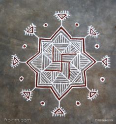 a white and red design on the ground