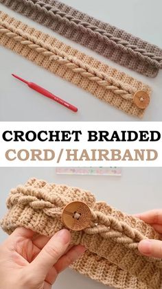 crochet braided cord / hairband with buttons