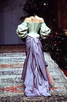 Steampunk and Junk • femmequeens: Christian Lacroix Fall/Winter... Lavender Skirt, Green Corset, Diy Vetement, Couture Runway, Christian Lacroix, Puffy Sleeves, Fantasy Fashion, Mode Vintage, Beautiful Gowns