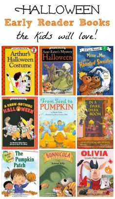 halloween books for kids with the title overlay that reads, easy halloween early reader books the kids will love