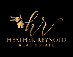 the logo for heather reynolds real estate, which is located in front of a black background