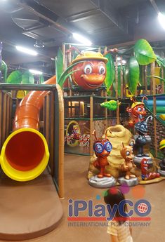 children's play area with slides and toys