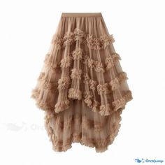 Orcajump - Elastic Waist Mesh Skirt in Candy Colors with Irregular Ruffles and Cake Hem Cake Dress, Dress Cake, Mesh Skirt, Types Of Skirts, Candy Colors, Ruffles, Elastic Waist, Mesh, Candy