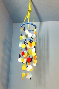 a colorful wind chime hanging from the ceiling