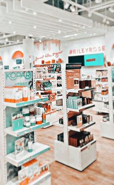 the interior of a store with shelves and shelving