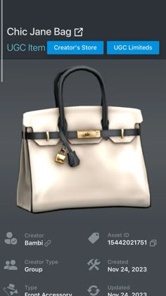 Roblox Luxury Outfit Codes, Bag Codes Bloxburg, Bag Roblox Code, Bloxburg Accessories Codes, Roblox Purse Codes, Roblox Accessories Codes, Black Hair Id Roblox, Cute White Shirts