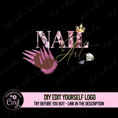 the logo for nail salon with pink and black nails