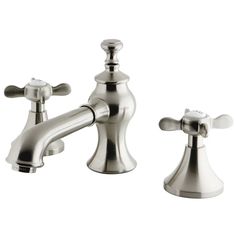 a faucet with two handles and nozzles