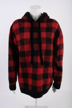 Zara Women Oversized Sweater S Red Black Buffalo check Plaid Hooded 5755/137 NWT SIZE Small MSRP : $69 MEASUREMENTS ITEM LAID FLAT BUST: 28" side to side (56”) LENGTH: 27” neck to cuff SLEEVE: 29” Full cut sweater with V-neck and long sleeves. Contrasting rib trim. Hooded Plaid Long Sleeve Hoodie For Winter, Winter Plaid Hooded Hoodie, Zara Hooded Winter Hoodie, Zara Winter Hooded Hoodie, Zara Winter Hoodie, Zara Outerwear With Drawstring Hood For Fall, Zara Fall Outerwear With Drawstring Hood, Zara Winter Hoodie With Drawstring Hood, Casual Plaid Hooded Hoodie