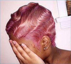 Layered Pixie Cut, Finger Waves Short Hair, Finger Wave Hair, Finger Waves, Different Hair Colors, Hair Laid, Colored Hair, Short Natural Hair Styles, Blonde Pixie