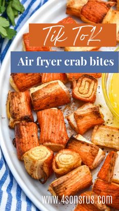 air fryer crab bites on a white plate