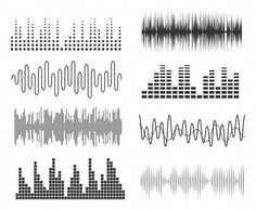 sound waves are shown in black and white, each with different equalizer lines on them