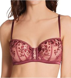 Embroidered Bra, Demi Cup Bra, Half Cup Bra, Demi Cup, Simone Perele, Beautiful Bra, Pink Coat, Demi Bra, Bra Styles