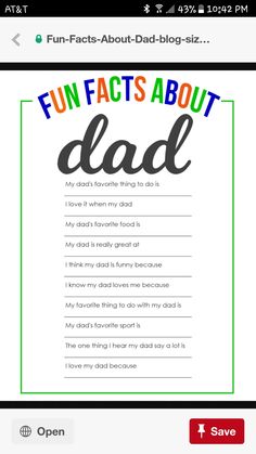 a fathers day card with the words fun fact about dad on it and an image of a