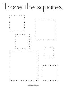 trace the squares worksheet for kids to practice their handwriting and coloring skills