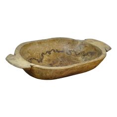 an old wooden bowl on a white background