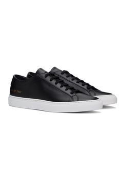 Common Projects: Black Original Achilles Low Sneakers | SSENSE Common Projects, Boots Sneakers, Low Sneakers, Boots And Sneakers, Leather Sneakers, Shoes Boots, Shoe Boots, Lace Up, Perfect Clothing