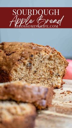 a loaf of sourdough apple bread sitting on top of a cutting board