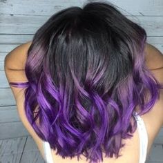 Violet Hair With Highlights, Jinx Hair, Dark Violet Hair, Blue Hair Highlights, Purple Hair Highlights, Purple Balayage, Color For Black Hair, Purple Ombre Hair, Dark Purple Hair