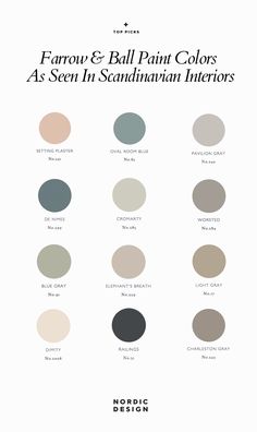 the color palette for farrow and ball paint colors as seen in scandinavian interiors