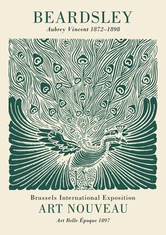 the front cover of an art nouveau book, featuring peacocks and swirly feathers