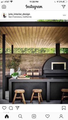 the instagram page for instagram shows an outdoor kitchen