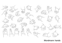 many different hands are shown in this drawing