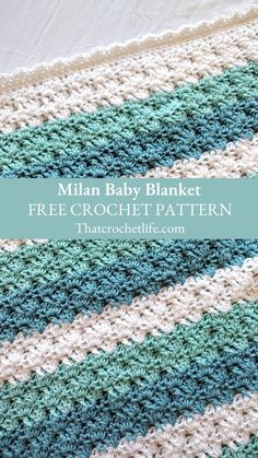 a crocheted baby blanket with the words free crochet pattern on it