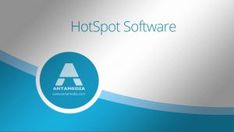 a blue and white background with the words hotspot software on it's side