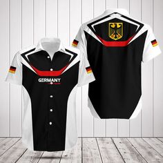 Customize Germany Black And White Shirts These products are custom-made-to-order and handcrafted to the highest quality standards. Each product is constructed from a premium polyester blend that is ultra-soft and incredibly comfortable. Features a specialty high definition heat-dye application that ensures long lasting color vibrancy even after machine washing. Fabric is durable and resistant to wrinkles, shrinking and mildew. Each product is custom printed, cut and sewn just for you when you place your order - there may be small differences in the design on the seams and / or arms due to the custom nature of the production process. Due to the different monitor and light effect, the actual color of the item might be slightly different from the visual pictures. Fitted Black Shirt With All Over Print, White Sports Shirt With All Over Print, Fitted Sports Shirt With Custom Print, Black Printed T-shirt For Sports Events, Custom Black Shirt With Team Name, Black Sporty Shirt With Sublimation Print, Fitted Black Printed Sublimation Design, Fitted Black Shirt With Custom Print, Black And White Shirt