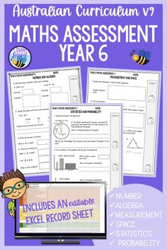 the australian curriculum v4 maths assignment year 6 includes an interactive excel record sheet