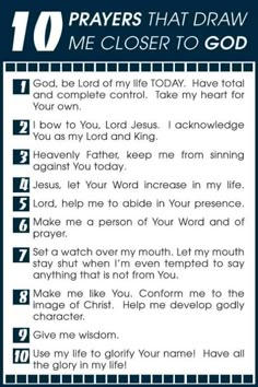 the ten rules for prayer in blue and white with text that says, 10 ways to pray