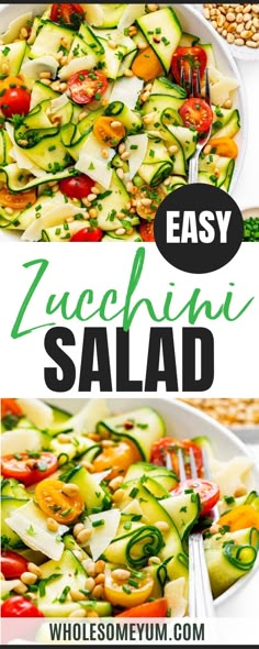 Zucchini Salad Salad Recipes Zucchini, Zucchini Caprese Salad, Salad Zucchini Recipes, Zucchini In Salad, Summer Salads With Zucchini, Keto Zucchini Side Dish Recipes, Asian Zucchini Salad, Summer Zucchini Side Dish, Marinated Zucchini Salad