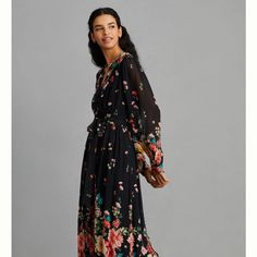 Sweetly Adorned With Elegant Florals, This Maxi Dress Is The Epitome Of Sartorial Sophistication. Just Add Heels For A Soire-Ready Ensemble That's Bound To Take Center Stage. * Viscose; Polyester Lining * Removable Belt * Maxi Silhouette * Button Front * Hand Wash * Imported Dimensions Standard: * Falls 56.5" From Shoulder Petites: * Falls 52.5" From Shoulder Plus: * Falls 58.5" From Shoulder Flowy Black Maxi Dress In Feminine Style, Black Flowy Feminine Maxi Dress, Feminine Black Maxi Dress With Floral Print, Black V-neck Maxi Dress In Feminine Style, Black V-neck Maxi Dress, Feminine Style, Black V-neck Feminine Maxi Dress, Black Feminine V-neck Maxi Dress, Black Floral Print Maxi Dress For Daywear, Black Floral Print Dress For Daywear