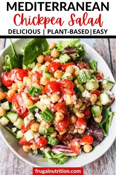 bowl with chickpea salad Mediterranean Salad With Chickpeas, Lemony Chickpea Salad Food And Wine, Lemony Chickpea Salad, Lemony Chickpea Feta Salad, Mediterranean Chickpea Salad Delish, Mediterranean Chickpea Salad, Mediterranean Salad, Hearty Salads, Salad Recipes For Dinner