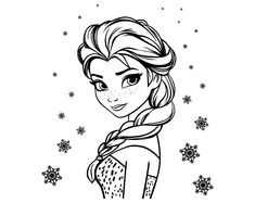 the frozen princess from disney's frozen kingdom coloring page with snowflakes in the background