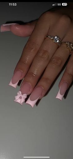 Diy Acrylic Nails, Basic Nails, French Acrylic Nails, Nail Idea, Long Square Acrylic Nails, Bling Acrylic Nails