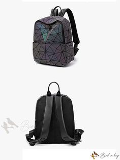 Bird in Bag - Geometric Pattern Gradient Color PU Leather Flap Backpack for Womens Daily Use Geometric Travel Bag With Adjustable Strap, Travel Bags With Adjustable Strap And Geometric Shape, Trendy Geometric Travel Bags, Flap Backpack, Backpack Material, Grey Pattern, Classic Backpack, Gradient Color, Pu Leather