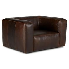 a brown leather chair on a white background