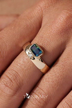 Explore our one of a kind solid gold rings. ✨ Handmade from the most exquisite precious stones - Grey diamonds, Aussie sapphires, opals, Tourmaline and emeralds. Get in touch today to design your dream ring or shop online. Sapphire Emerald Ring, Blue Tourmaline Engagement Ring, Unique 14k Gold Emerald Ring, 14k Gold Blue Topaz Ring, Gem Stone Engagement Rings, Blue Green Tourmaline Ring, Australian Green Sapphire Ring, Diamond Slice Rings, Poppy Ring