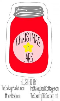 a red jar with the words christmas in jars on it and an image of a yellow star