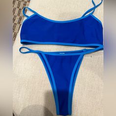 Super Down To Piece Bikini Brand, New Size Small Fitted Royal Blue Swimwear For Pool, Blue Stretch Swimwear For Pool, Blue Beachwear Tankini For The Pool, Blue Tankini For Sunbathing In Beach Season, Royal Blue Swimwear For Summer Poolside, Royal Blue Swimwear For Poolside Summer, Royal Blue Swimwear For Poolside In Summer, Blue Beachwear For Poolside, Royal Blue Summer Swimwear