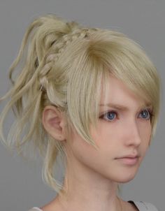 final fantasy xv Luna hairstyle Fantasy Hairstyle, Fantasy Hairstyles, 3d Karakter, Fantasy Hair, Athletic Hairstyles, Final Fantasy Xv, Fantasy Fashion