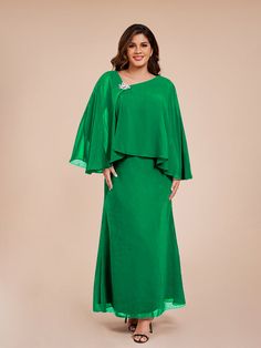 Emerald Green Chiffon Evening Dress For Wedding Guest, Green Chiffon Mother Of The Bride Dress For Wedding, Elegant Formal Georgette Mother Of The Bride Dress, Formal Green Chiffon Mother Of The Bride Dress, Green Chiffon Evening Dress For Mother Of The Bride, Elegant Chiffon Evening Dress For Mother Of The Bride, Elegant Green Chiffon Dress For Wedding, Formal Flowy Chiffon Mother Of The Bride Dress, Elegant Floor-length Chiffon Dress For Mother Of The Bride