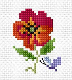 a cross stitch pattern with a flower on it