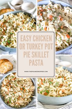 easy chicken or turkey pot pie skillet pasta